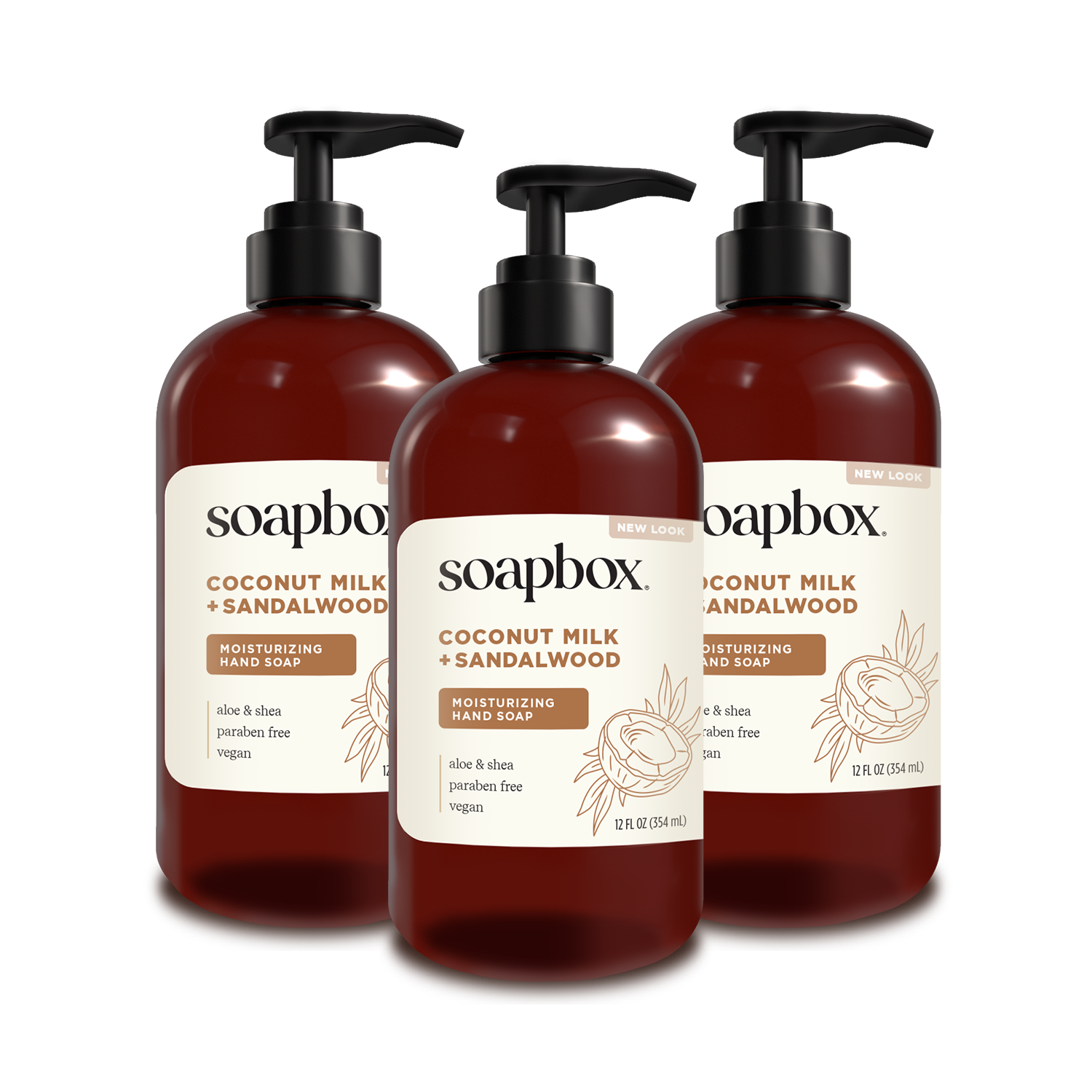 Coconut Milk + Sandalwood Moisturizing Liquid Hand Soap 3-Pack