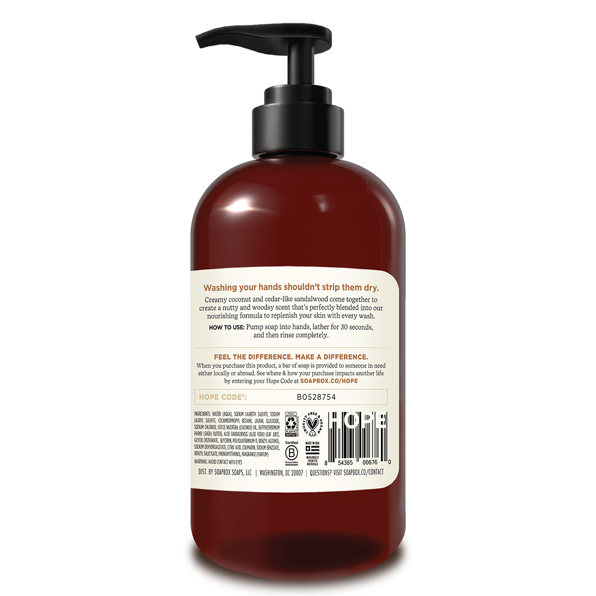 Coconut Milk + Sandalwood Moisturizing Liquid Hand Soap