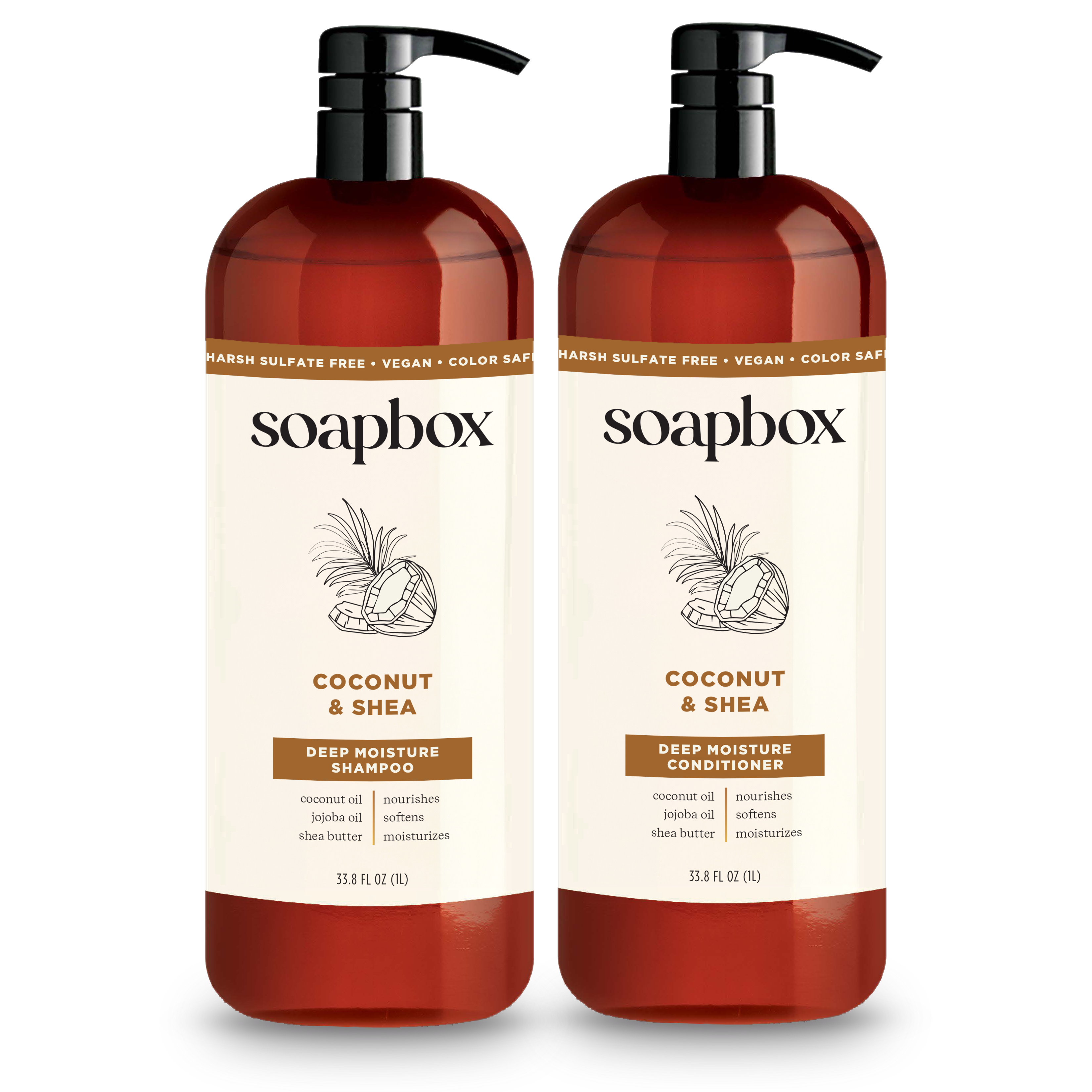 Coconut & Shea Deep Moisture Shampoo + Conditioner Set - 1 Liter